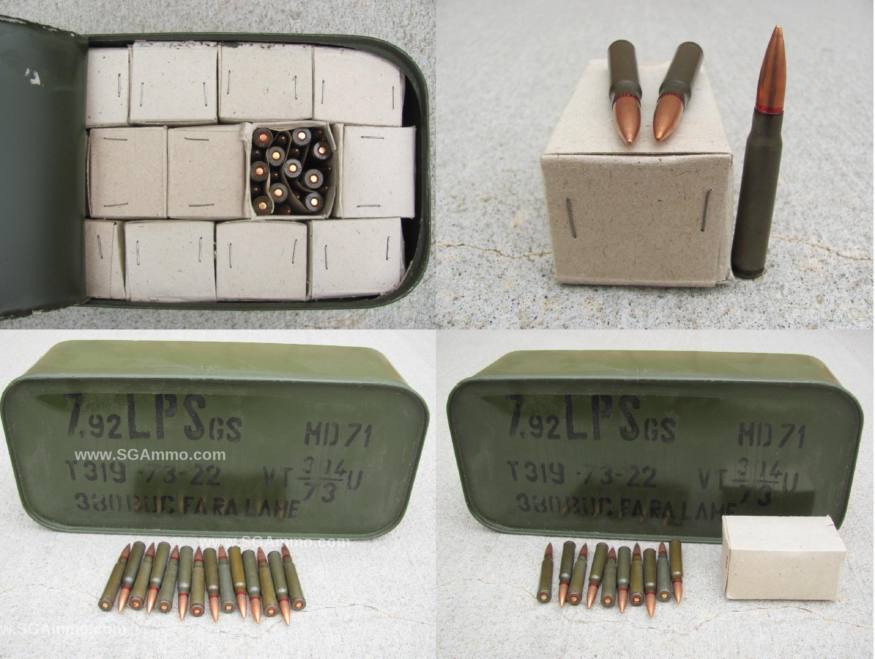 8mm Mauser - 380 Round Spam Can - 154 Grain FMJ Steel Case Ammo Made in Romania - NO CRATE